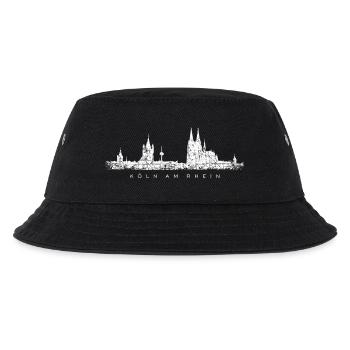 Köln am Rhein Kölner Skyline (Vintage/Weiß) - Kinder Bucket Hat - Schwarz - Vorne