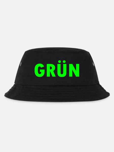 Grün - Kinder Bucket Hat - Schwarz