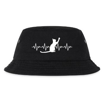 Katze EKG Herzfrequenz Herzschlag - Kinder Bucket Hat - Schwarz - Vorne