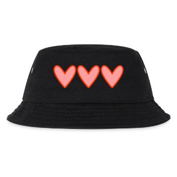 HERZ. HERZ. VALENTINSTAG. LIEBE. LIEBE. PAAR. - Kinder Bucket Hat - Schwarz - Vorne