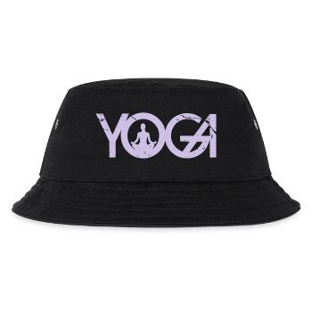Yoga Schriftzug mit Frau im Grunge Style - Kinder Bucket Hat - Schwarz - Vorne
