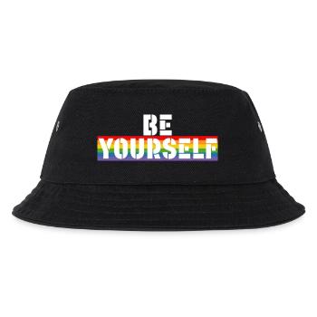 Rainbow shirt Be yourself white shirt - Kinder Bucket Hat - Schwarz - Vorne
