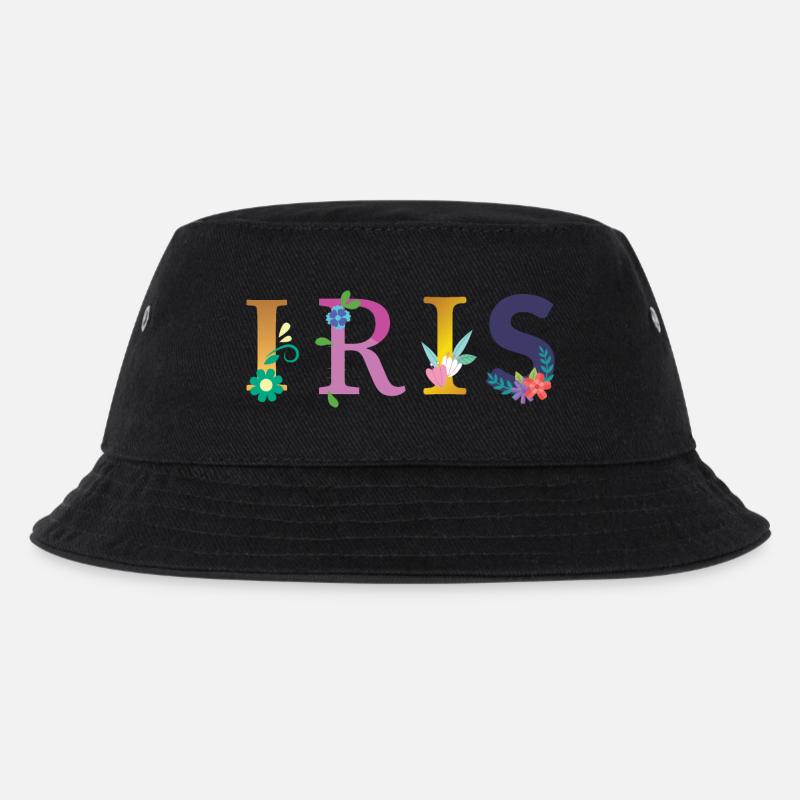 IRIS Name mit Blumen geschmückt - Kinder Bucket Hat - Schwarz