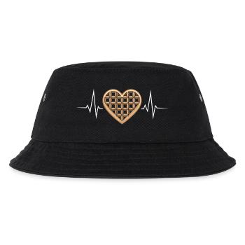 Waffel Herzschlag Ironischer Waffel-Liebhaber - Kinder Bucket Hat - Schwarz - Vorne