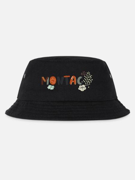 Montag Wochentag mit Blüten - Kinder Bucket Hat - Schwarz
