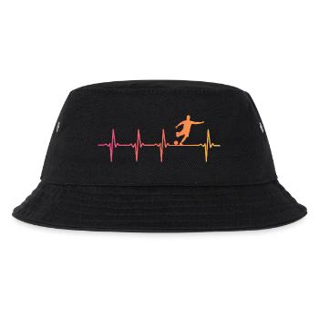 Fußball Sunset Herzschlag Fußballspieler - Kinder Bucket Hat - Schwarz - Vorne