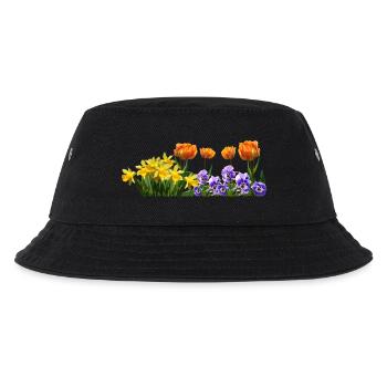 daffodils roses rosen blumen flowers tulips tulpen - Kinder Bucket Hat - Schwarz - Vorne