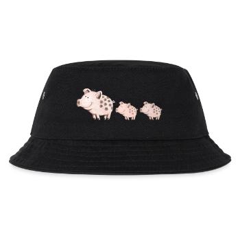 Schweine Familie - Kinder Bucket Hat - Schwarz - Vorne