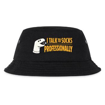 Mit Socken reden | Sockenpuppe Humor - Kinder Bucket Hat - Schwarz - Vorne