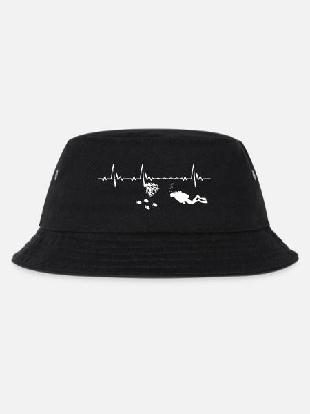 Taucher Taucherin Heartbeat Frequenz Puls EKG - Kinder Bucket Hat - Schwarz