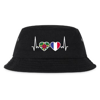 Dominica Frankreich Herzschlag Flagge Dominicaner - Kinder Bucket Hat - Schwarz - Vorne