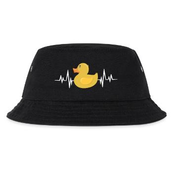 Humorvolle Gummiente mit Herzschlaglinie - Kinder Bucket Hat - Schwarz - Vorne