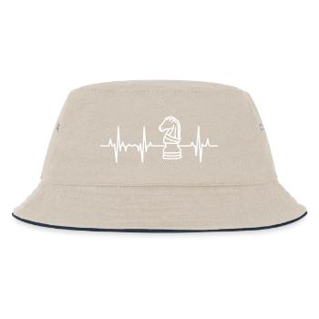 Schach Herzschlag EKG - Kinder Bucket Hat - Natur/Navy - Vorne