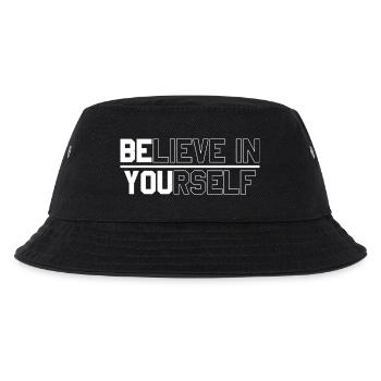 Persönliches Textdesign zum Thema „Glaube an dich selbst“ - Kinder Bucket Hat - Schwarz - Vorne