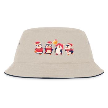 Lustige Pinguin Weihnachten - Kinder Bucket Hat - Natur/Navy - Vorne