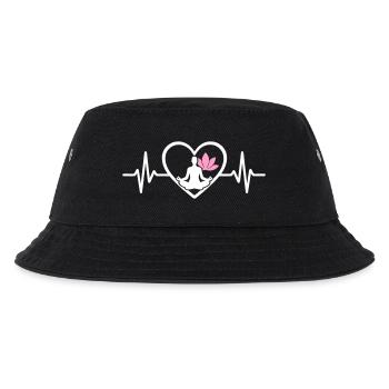 Yoga Herz Frauen Silhouette Lotus Wellness - Kinder Bucket Hat - Schwarz - Vorne
