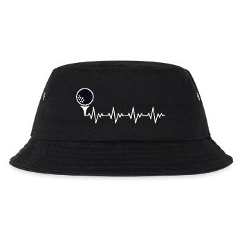 Golf Golfer Golfball EKG Herzschlag Herzfrequenz - Kinder Bucket Hat - Schwarz - Vorne