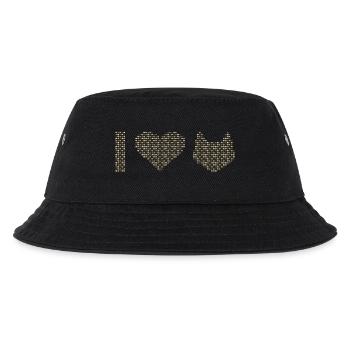 Ich Herz Katzen von Small Cat Faces - Kinder Bucket Hat - Schwarz - Vorne
