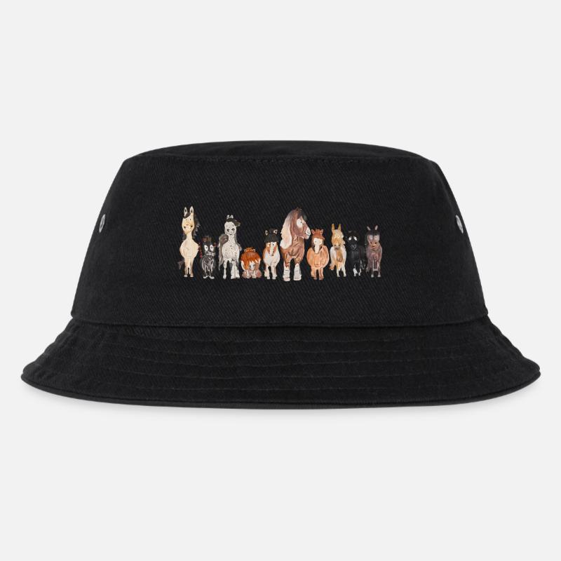Cartoon Pferde Aquarell - Kinder Bucket Hat - Schwarz