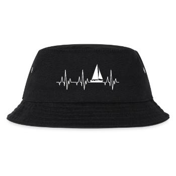 Herzschlag EKG Segeln Segelboot Segelschiff - Kinder Bucket Hat - Schwarz - Vorne
