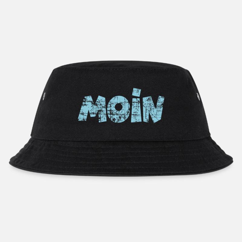 Moin (Vintage Hellblau) Norddeutscher Gruß - Kinder Bucket Hat - Schwarz