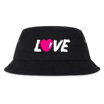 Love Love Heart Heart Handwriting White Brush - Kids’ Bucket Hat - black - Front