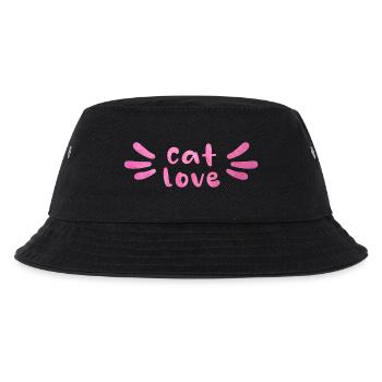Cat Love Katzenliebe Fell flauschig rosa Katzen - Kinder Bucket Hat - Schwarz - Vorne