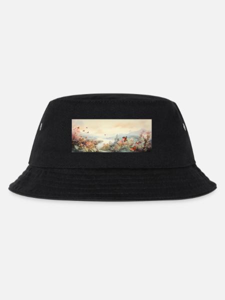 Landschaft mit Schmetterling - Kinder Bucket Hat - Schwarz