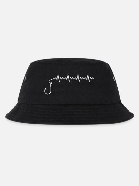 Angelhaken Fischen Fischer Angler EKG Herzschlag - Kinder Bucket Hat - Schwarz