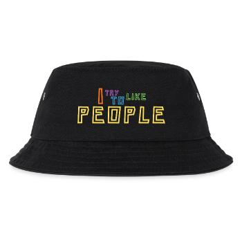 Ich versuche, Menschen zu mögen - Kinder Bucket Hat - Schwarz - Vorne