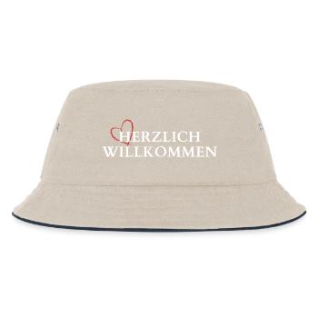 Herzlich Willkommen Herz Liebe - Kinder Bucket Hat - Natur/Navy - Vorne