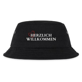 Herzlich Willkommen Herz Liebe - Kinder Bucket Hat - Schwarz - Vorne
