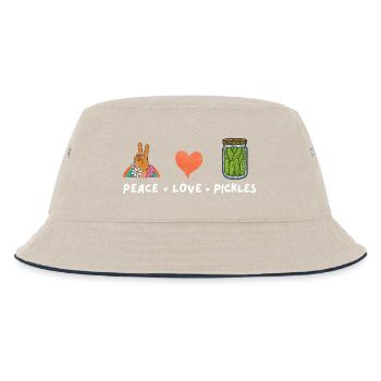 Frieden Liebe Und Gurken Liebhaber Essen Vintage - Kinder Bucket Hat - Natur/Navy - Vorne