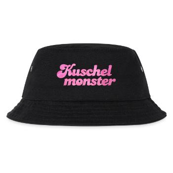 Kuschelmonster flauschig coole Sprüche Fell rosa - Kinder Bucket Hat - Schwarz - Vorne