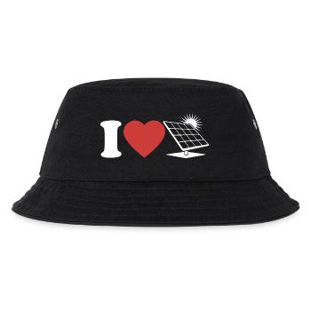 I Love Photovoltaik - Herz - Erneuerbare Energie - Kinder Bucket Hat - Schwarz - Vorne