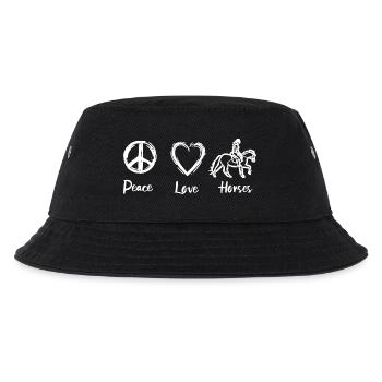 Peace Love Horses - Kinder Bucket Hat - Schwarz - Vorne
