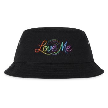 Love Me Say Farbenfroher Textzeichnung Kunstdruck - Kinder Bucket Hat - Schwarz - Vorne