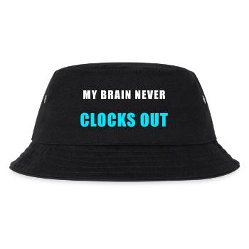 My Brain Never Clocks Out – Lustiges Shirt - Kinder Bucket Hat - Schwarz - Vorne