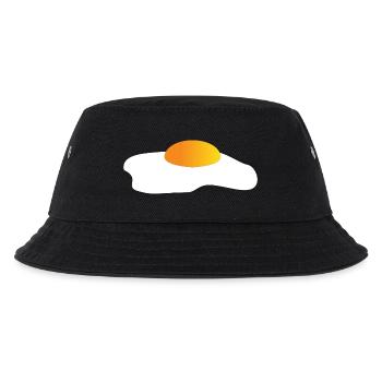 Spiegelei Minimal-Icon Gelborange - Kinder Bucket Hat - Schwarz - Vorne