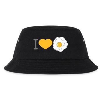 i love herz liebe spiegelei kochen braten essen ei - Kinder Bucket Hat - Schwarz - Vorne