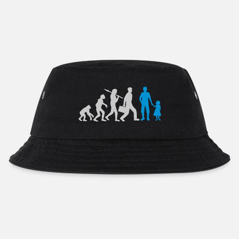 Evolution Papa Tochter Kind - Kinder Bucket Hat - Schwarz