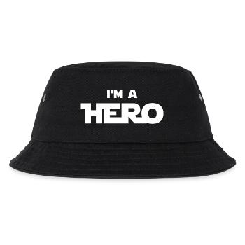Ich bin ein Held (weiß) - Kinder Bucket Hat - Schwarz - Vorne