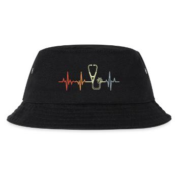 Vintage Stethoskop Pulsschlag - Kinder Bucket Hat - Schwarz - Vorne