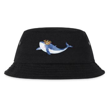 leuchtend blauer Wal Fisch mit goldener Krone - Kinder Bucket Hat - Schwarz - Vorne