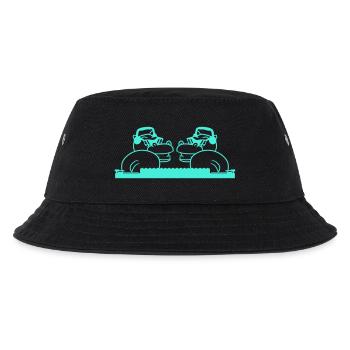 2 DJ Nilpferde Team Lustig Mischpult Freunde Party - Kinder Bucket Hat - Schwarz - Vorne