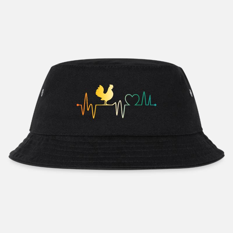 Hühner Herzschlag Hahn - Kinder Bucket Hat - Schwarz