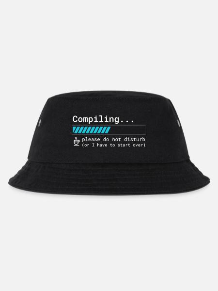Lustiges Programmierer T-Shirt - Compiling Please - Kinder Bucket Hat - Schwarz
