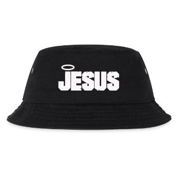 Jesus Schriftzug mit Heiligenschein - Kinder Bucket Hat - Schwarz - Vorne