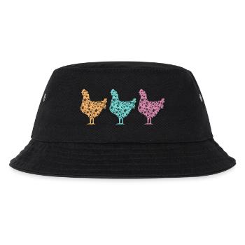 Hühner Fans -  Hahn - Gockel - Blumenhuhn - Bio - Kinder Bucket Hat - Schwarz - Vorne
