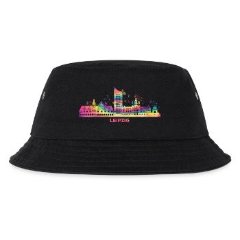 Leipziger Skyline Bunt Stadtbild Leipzig - Kinder Bucket Hat - Schwarz - Vorne